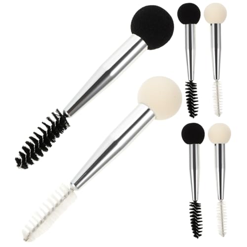 VICASKY 6 Stück Teiliges Pinselset für Augenbrauen und Wimpern Doppelkopf Make Up mit Schwamm für Mascara Augenbrauenpuder und Concealer Professionelle Anwendung Schwarz und Weiß von VICASKY