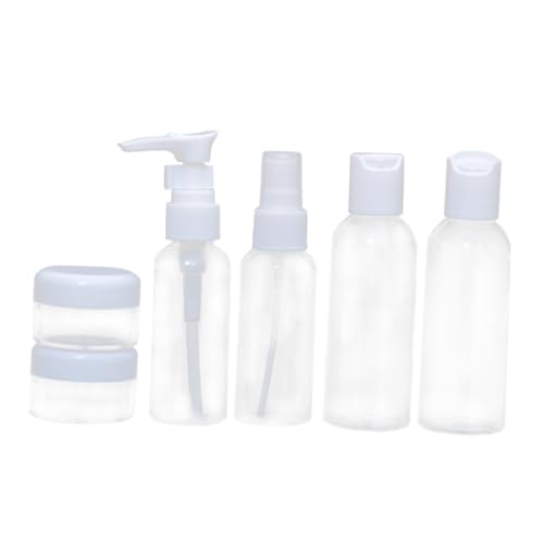 VICASKY 6 Stück Teiliges Reise Flaschen Set Transparent Nachfüllbar Auslaufsicher mit Mini Trichter und Löffel für Shampoo Lotion Toilettenartikel Kompakt Tragbar Zufällige Farbe von VICASKY
