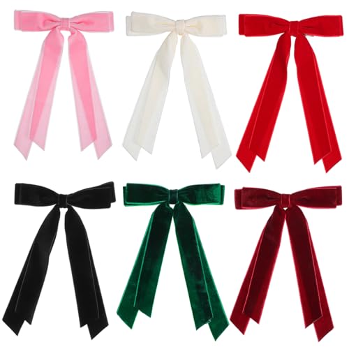 VICASKY 6 Stück Teiliges Samt Haarspangen für Damen Weiche Langlebige Schleifenclips in Farben Vielseitig für Alltag und Besondere Anlässe Bequeme Robuste Haarschleifen für Langes Haar von VICASKY