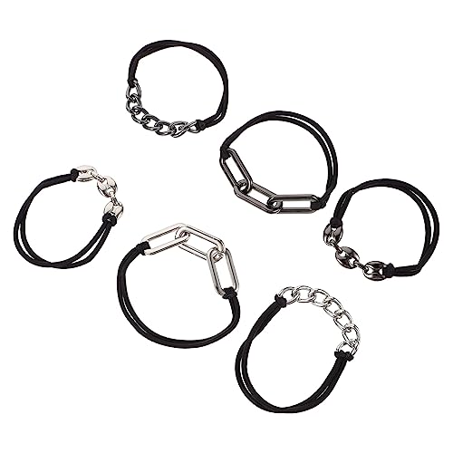 VICASKY 6 Stück Teiliges Set Elastische Haargummis mit Ketten Design für Damen Vielseitige Haar Accessoires und Armbänder für Festivals und Alltagslooks von VICASKY