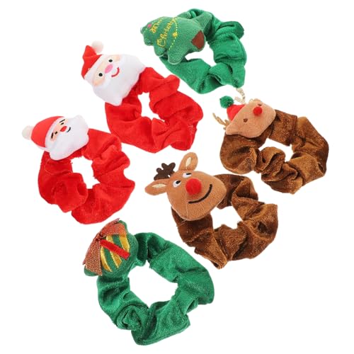 VICASKY 6 Stück Teiliges Süßer Weihnachts Haargummis mit Weihnachtlichen Motiven Elastische Haarschmuck Ringe für Mädchen und Frauen Vielseitig für Zöpfe Dutt Ponytail Festliche von VICASKY