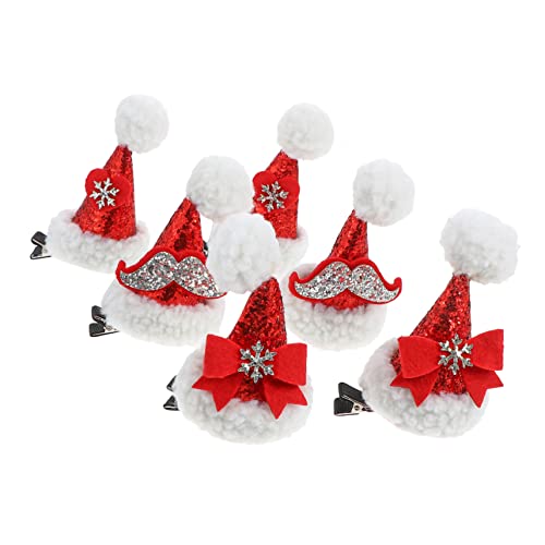 VICASKY 6 Stück Teiliges Weihnachts Haarschmuck Pailletten Haarspangen in Verschiedenen Designs Langlebig Rostfrei Leicht Festhaltend Festliche Weihnachtsmütze Haarklammern für Damen von VICASKY