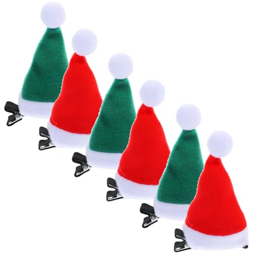 VICASKY 6 Stück Teiliges Weihnachtsmützen Haarklammern Kleine Santa Hat Haarspangen Festliche Haaraccessoires für Frauen Starke Haltekraft Bequem Passend zu Party und Alltagsoutfits von VICASKY