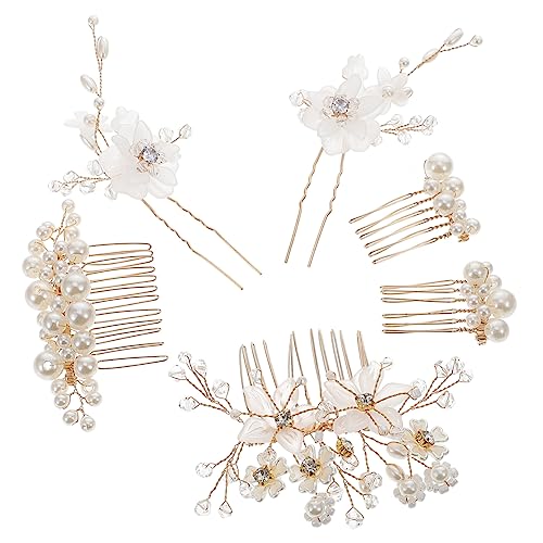 VICASKY 6 Stück braut hochzeit tiara hair clip flower fasching haarschmuck Brautaccessoires für den Hochzeitstag Perlenstifte Hochzeitshaarnadeln Haarkämme für Frauen Zinklegierung Golden von VICASKY
