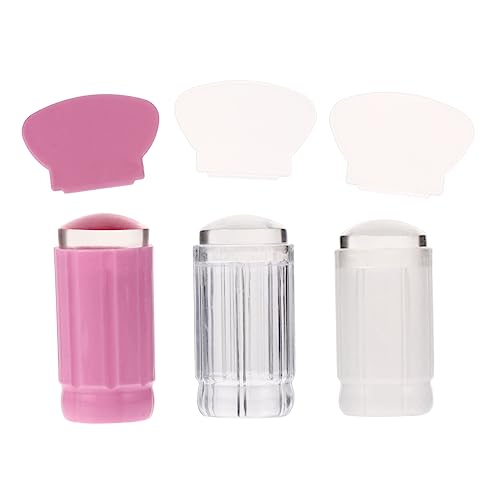 VICASKY 6Stücke Klarer Nagelstempel Mit Schaber Transparente Nagelkunst Stempel Für DIY Maniküre Und Nail Art Stamping Kit Inklusive Milchigem Transparentem Und Pinkem Griff von VICASKY