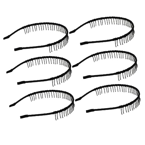 VICASKY 6stücke Stirnband Mit Zähnen Kamm Stirnband Für Damen Herren Rutschfeste Zahnkammstirnband Haarband Zubehör Schlichtes Design Haarbänder Fixierung von VICASKY