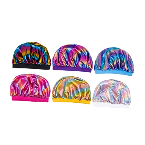 VICASKY 6stücke Satin Schlafmütze Mit Breiter Krempe Für Frauen Bequemer Und Atmungsaktiver Schlaf Hut Für Verschiedene Kopfgrößen Zum Schlafen Waschen Und Baden von VICASKY