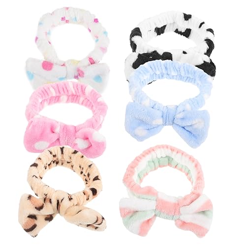 VICASKY 6Stücke Teiliges Duschkopfschmuck Flauschiges Frauen Stirnband Kreatives Haarband für Gesichtsreinigung Größenverstellbar für Hautpflege und Wellness von VICASKY