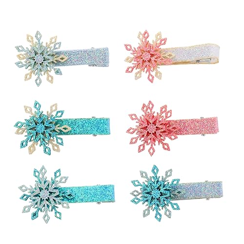 VICASKY 6st Schneeflocke Haarnadel Haarnadeln Zubehör Weihnachtshaarnadeln Weihnachtshaarspangen Tiara Für Mädchen Clips Weihnachtliches Haar-accessoire Stoff Krawatte Kopfbedeckung von VICASKY