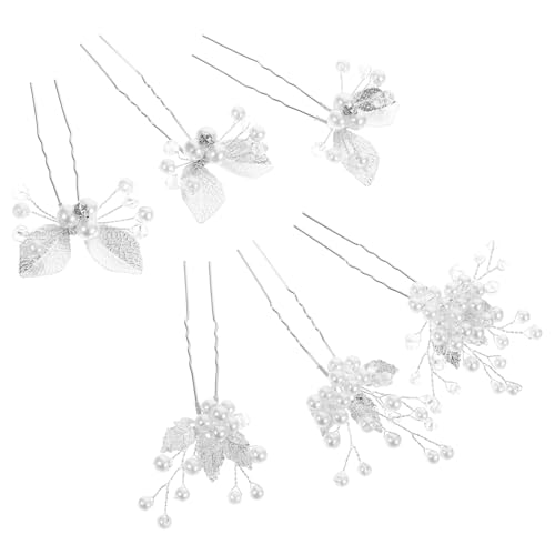 VICASKY 6stücke Dekorative U-förmige Haarnadel Aus Metall Mit Perlen Und Strass Für Hochzeit Brautschmuck Haarspange Für Frauen Perlen-strass-haarnadeln von VICASKY