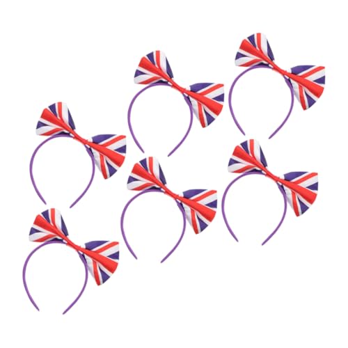 VICASKY 6stücke Haarbänder Mit Schleife Und Britischer Flagge Stirnband Mit Union Jack Satin Haarband Für Sportfans Und Feiern Haarschmuck Mit Nationalflagdekor von VICASKY