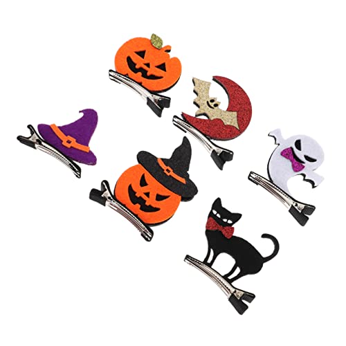 VICASKY 6stücke Halloween Haarspange Fledermaus Geister Kürbis Kopfschmuck Lustiger Haarnadel Party Schmuck Für Mädchen Cosplay Tragbar von VICASKY