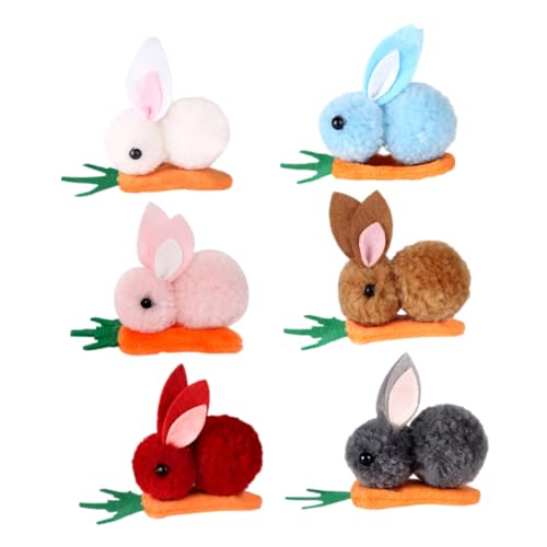 VICASKY 6stücke Mini Haarklammern Plüsch Mit Kaninchen Und Karotte Für Ostern Süße Langlebige Haarspangen Für Mädchen Verschiedenen Farben von VICASKY