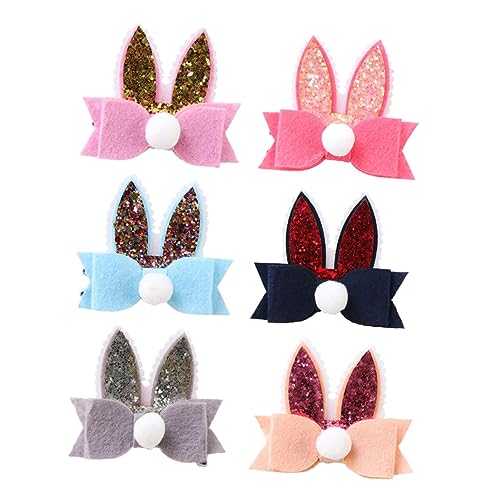 VICASKY 6stücke Niedliche Schleifen-haarspangen Mit Hasenohren Für Mädchen Multifunktionale Haarschmuck-accessoires Orange Himmelblau Mingblau Und Blassgrau Für Täglichen Gebrauch Und von VICASKY