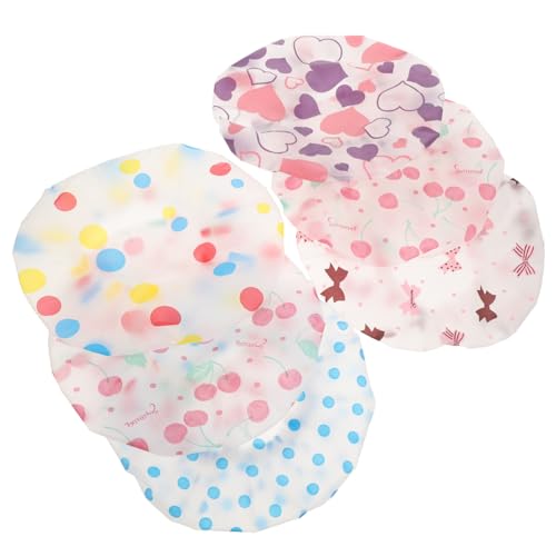 VICASKY 6stücke Pack Junge Mädchen Duschhauben Wiederverwendbar Badekappen Mit Elastischem Band Haube Für Mädchen Kleinkinder Duschen von VICASKY