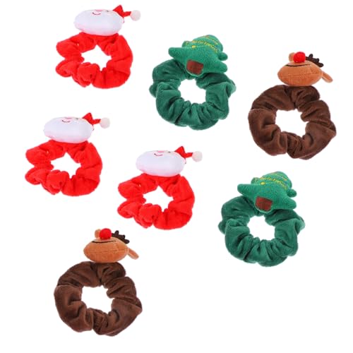 VICASKY 7 Stück Teiliges Weihnachts Haargummi aus Weichem mit Santa Rentier und Weihnachtsbaum Elastische Haargummis für Damen und Mädchen Festliche Xmas Haarbänder Bequem und Langlebig von VICASKY