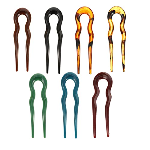 VICASKY 7 Stück U Förmige Haarnadeln Teiliges aus Kunststoff mit Retro Design Haarspangen für Damen Verschiedenen Farben Wavy Barrettes für Formelle und Informelle Anlässe von VICASKY