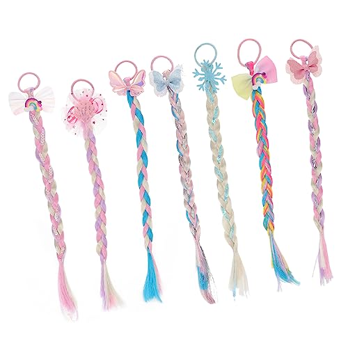 VICASKY 7stücke Farbige Geflochtene Haarverlängerungen Haarteile Kopf-schmuck Für Mädchen Party Dress up von VICASKY
