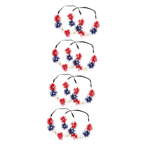 VICASKY 8 Stck. Patriotisches Blumen Stirnband Elastisch Amerikanischer Unabhängigkeitstag Haarschmuck Of July Accessoires für Damen und Herren Bequemes Langlebiges Stoffmaterial von VICASKY