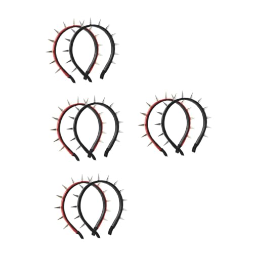 VICASKY 8 Stck. Punk Nieten Stirnband Gothic Haarreif mit Spitzen Metallnieten Stylisches Barock Accessoire für Halloween Cosplay und Partys Schwarzes Rotes Design für Frauen von VICASKY