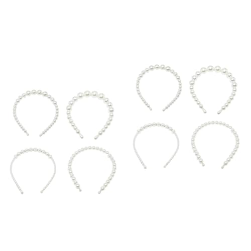 VICASKY 8 Stück Handgefertigte Perlen Haarreifen Teilig Braut Haarbänder mit Großen Perlen Klassisch Schimmernde Kopfbedeckung für Hochzeit Party Feier und Festliche Anlässe von VICASKY
