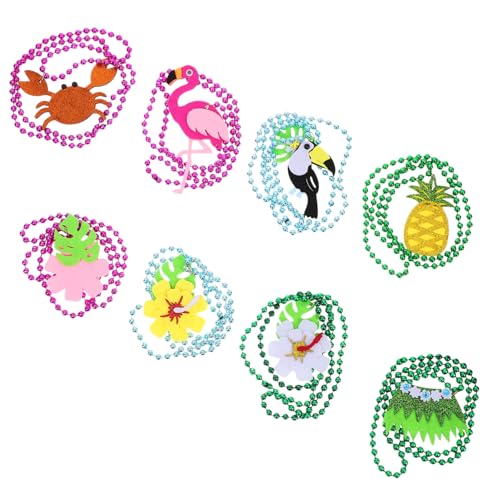 VICASKY 8 Stück Teiliges Hawaii Perlen Halsketten mit Tropischen Anhängern Leichtes Stoffmaterial Bequemer Sitz für Sommerfest Karneval Strandparty und Kostümdekoration von VICASKY