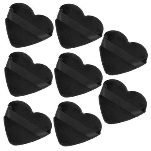 VICASKY 8 Stück Teiliges Herzförmige Puderquasten Weiche Makeup Schwämmchen für Losen Puder Sanftes Beauty Tool für Natürliches Finish Haftend Schonend zur Empfindlichen Haut Schwarz von VICASKY