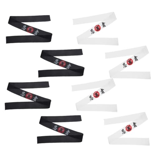 VICASKY 8 Stück Teiliges Samurai Stirnband mit Ninja Hautfreundliches Material Multifunktional Tragbar als Kopf oder Halstuch Japanisches Design für Karate Kungfu und Kostümzubehör von VICASKY