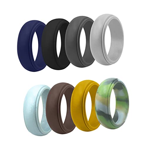 VICASKY 8 Stück Teiliges Silikon Fingerring Bunte Flexible Sportringe Herren Damen Outdoor Schmuck Ergonomisch Hautfreundlich von VICASKY