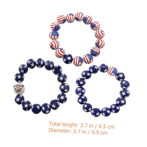 VICASKY 9 Stck. Patriotische Holzperlen Armbänder Teiliges Independence Day Party Schmuck in Blau Rot Langlebig Handfreundlich für Handgelenkgrößen Geeignet von VICASKY
