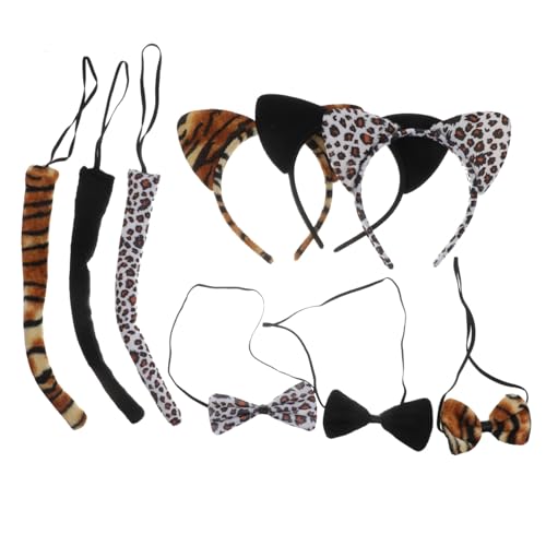 VICASKY 9 Stück Tierohren Haarreif für Teiliges Cosplay mit Schleifen und in Tiger Leopard für Karneval Halloween Kostüm Zubehör von VICASKY