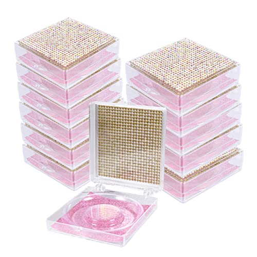 VICASKY 12stücke Wimpernetui Mit Fenster Wimpernaufbewahrung Wimpern-organizer Leere Strass Falsche Wimpern Container Mit Lash Tray Kompaktes Design Leicht Zu Transportieren Für Reisen von VICASKY