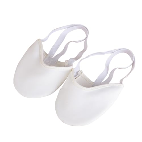 VICASKY Ballettschuhe Damen Half Sole Stretch Dehnbare Tanzschuhe Weiß mit Doppel Elastik und Handgefaltetem Zehenbereich für Ballett Latein Modern Jazz von VICASKY