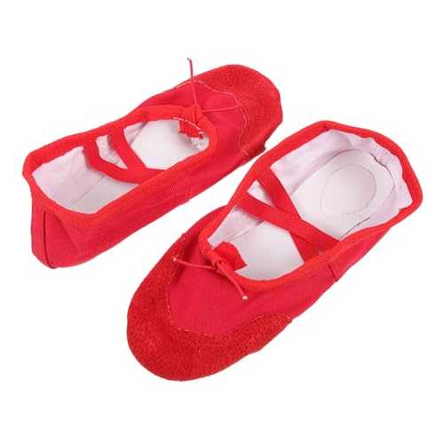 VICASKY Ballettschuhe PU Glänzend Weiche Sohle Elastisches Band Rutsch Tanzschuhe für Erwachsene Rot Geeignet für Yoga Ballett Modernen Tanz von VICASKY