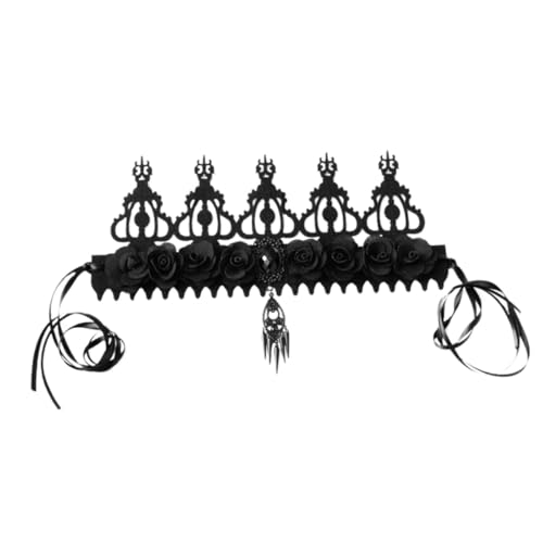 VICASKY Barock Krone Damen Halloween Kopfschmuck Party Queen Haarreif aus Filz und Legierung Langlebiges Accessoire für Kostüm Masquerade Bühne Fotografie Geschenkidee von VICASKY