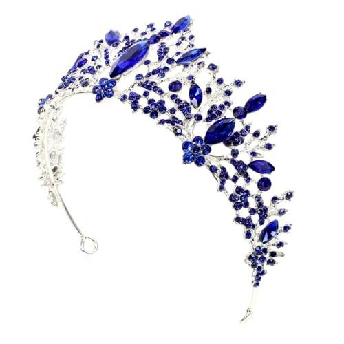 VICASKY Barockkrone Für Frauen Blauer Stirnband Mit Strasssteinen Legierung Tiara Haarschleife Haarnadel Für Hochzeit Brautparty Geburtstag von VICASKY