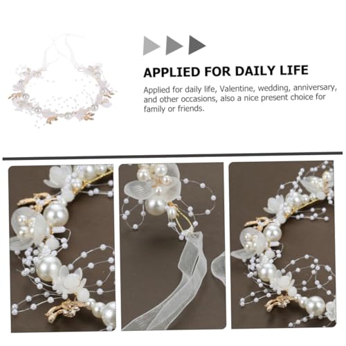 VICASKY Blumen Stirnband mit Perlen Leichtes Hochzeit Haarschmuck für Mädchen Verstellbar Zartes Design Geeignet für Geburtstag Party und Fotoshootings von VICASKY