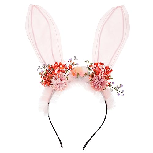 VICASKY Blumenhaarband Mit Hasenohren Form Dekoratives Blumen Stirnband Für Mädchen Performance Show Kopfschmuck Aus Hochwertigen Materialien von VICASKY