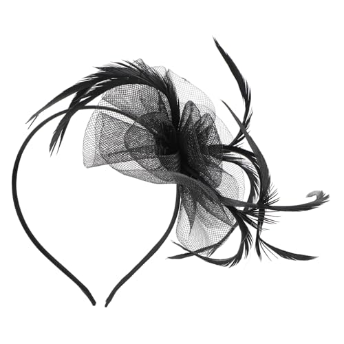 VICASKY Braut Kopfschmuck Mit Federn Und Netz Für Hochzeitsfest Und Tanzpartys Elegantes Haardekor Für Fotografie Und Besondere Anlässe Schwarzes Design von VICASKY