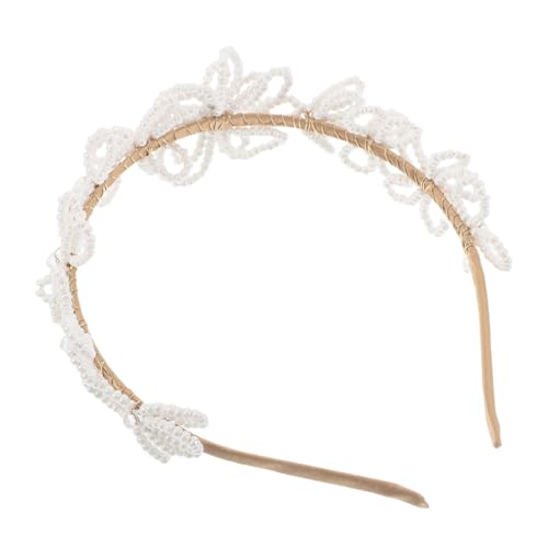 VICASKY Braut Perlen Haarreif mit Blumen Strass Imitationsperlen Schmuck Haarband für Brautjungfern und Blumenmädchen Eleganter Haarschmuck für Hochzeit und Festliche Anlässe von VICASKY