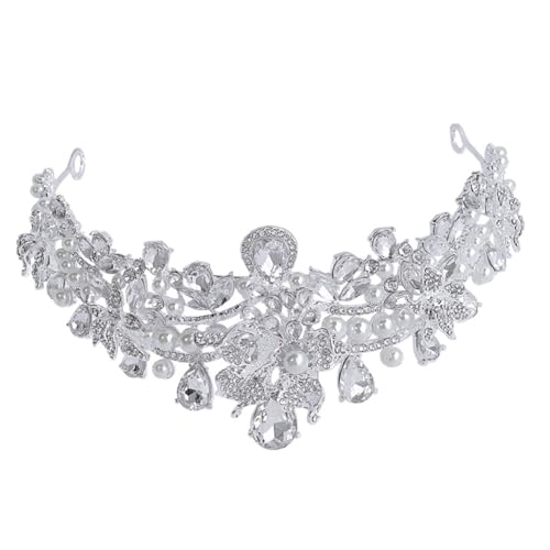 VICASKY Brautkleid Krone Haarschmuck Gast Abschlussball Königin Halloween Brautjungfer Party Hochzeit Für Die Braut Hochzeit Haarschmuck Braut Tiara Brautkrone Prinzessin Braut Silber von VICASKY