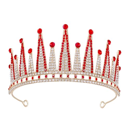 VICASKY Brautkrone Aus Strass Bräute Groß Kronen Zu Diademe Für Frauen Heimkehr Braut- Prinzessin Funkelnd Junggesellin Hochzeit Brautjungfern Party Rot Zinklegierung von VICASKY