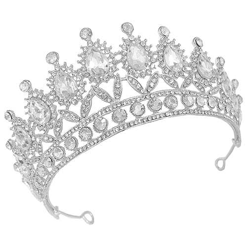 VICASKY Brautschmuck Tiara mit Eleganter Kopfschmuck für Hochzeiten Geburtstagsfeiern und Besondere Anlässe Krönendes Haardekor für Damen Silberne Glänzendes Design von VICASKY