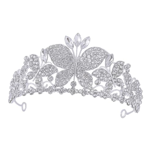 VICASKY Bridal Headpiece mit Schmetterlingskrone und Funkelnden Strasssteinen Silbernes Tiara Haarband für Hochzeit Geburtstag Party Bequemer Sitz Vielseitiger Brautschmuck für Damen von VICASKY