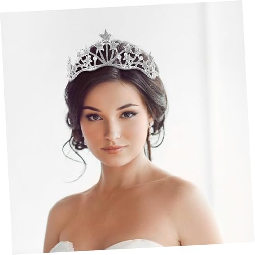 VICASKY Bridal Tiara Silber Kristallbesetzte Stern Krone Handgefertigtes Diadem für Hochzeit Geburtstag Party und Festliche Anlässe Accessoire für Damen und Mädchen von VICASKY