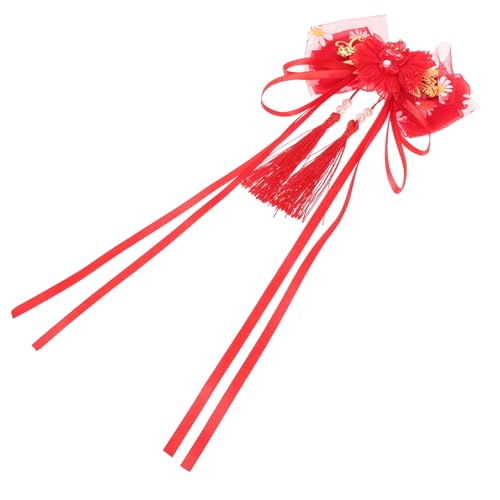 VICASKY Chinesischer Haarschmuck für Mädchen Rote Quaste Haarspange im Hanfu Stil Accessoire für Feste und Besondere Anlässe Vielseitig Kombinierbar mit Kleidern und Jeans von VICASKY