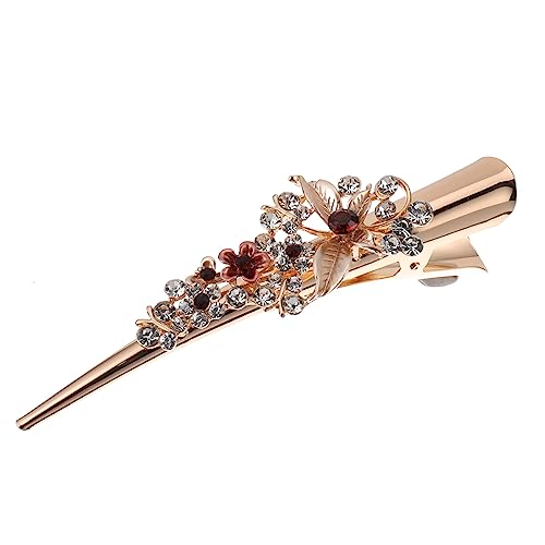 VICASKY Damen Haarspange Großer Blüten Design Haarschmuck mit Funkelnden Kristallen Starker Metallclip für Dickes und Dünnes Haar Eleganter Brautschmuck Kaffee Modisches Accessoire für von VICASKY