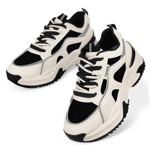 VICASKY Damen Ledersneaker Tennis Schuhe Schwarz Atmungsaktiv Strapazierfähig Vielseitig Für Sport Fitness Alltag VICASKY Damen Ledersneaker Tennis Schuhe Schwarz Atmungsaktiv Strapazierfähig Vielseitig Für Sport Fitness Alltag von VICASKY