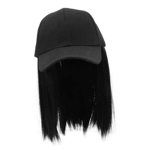 VICASKY Damen Perücke Hut mit Geradem Haar Stylische Baseballkappe für Eleganter Look für Partys Reisen und Hochtemperaturfaser Atmungsaktiv und Bequem Verstellbar mit Natürlichem Haar von VICASKY