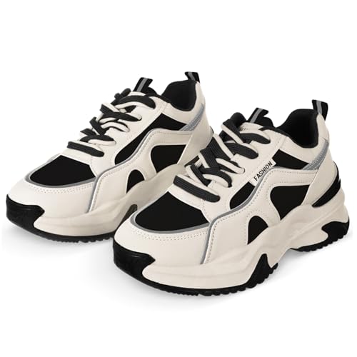 VICASKY Damen Sneaker aus hochwertigem Material Atmungsaktiv und Langlebig Vielseitige Sportschuhe für Fitness Alltag und Outdoor Bequeme Turnschuhe mit Modischem Design Schwarz von VICASKY